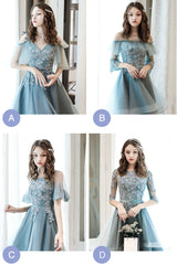 Green tulle lace short prom dress, green homecoming dress