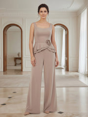 Three-Piece Formal Pantsuit with Wide-Leg Trousers Dusk