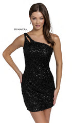 One-Shoulder Short Sequin Homecoming Dress 3573