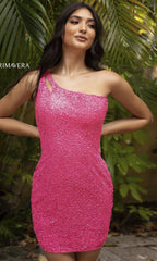 One-Shoulder Short Sequin Homecoming Dress 3573