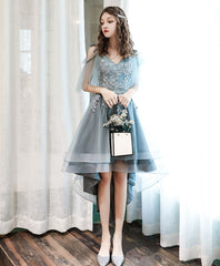 Green tulle lace short prom dress, green homecoming dress