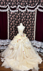Retro 3D Flowers Strapless A-Line Tulle Quinceanera Dresses Sweet 18 Birthday Ball Gowns, HZ0319