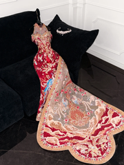 Gorgeous Sparkling Beaded Sequin Mermaid Design Exquisite Embroidery Evening Dress Prom Dresses HZ1024