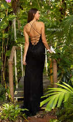 Long Beaded Floral Print Primavera Prom Dress