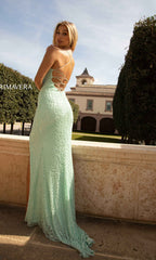 Long Beaded Floral Print Primavera Prom Dress