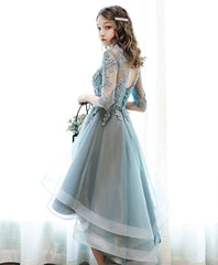 Green tulle lace short prom dress, green homecoming dress