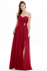 Sexy Tube Top Prom Dresses with Beading & Slit