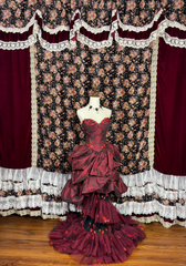 Gorgeous Burgundy Sweetheart Rose Applique Strapless Floor-length/Short Prom Dress Birthday Dress Evening Dress HZ1024
