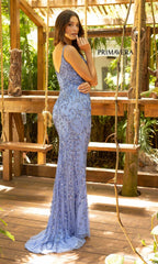 Pastel V-Neck Long Sequin Prom Dress 3793