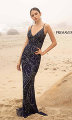 Primavera V-Neck Long Sequin Prom Dress 3793D
