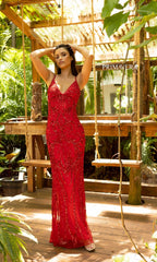 Primavera V-Neck Long Sequin Prom Dress 3793D
