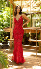 Primavera V-Neck Long Sequin Prom Dress 3793D