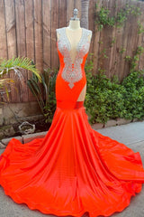 Ruby Cutout Mermaid Court Train Silver Agtined Prom -jurken