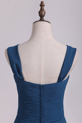 Dark Blue Sweetheart Backless A-Line Long Bridesmaid Dress