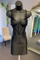 Peacock Blue Bustier Bodycon Short Gown with Appliques