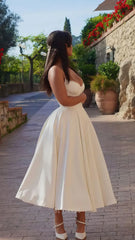 A-Line Sweetheart Classy Spaghetti Straps Ivory formal dresses Bridesmaid Dresses evening gown Prom Dress