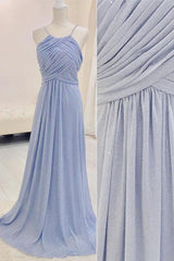 Sweetheart Pleated Pink Chiffon Long Bridesmaid Dress