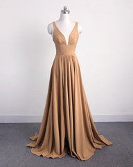 Sexy Long Split Bridesmaid Dresses Plunge Neck
