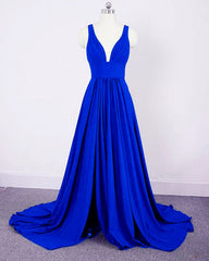 Sexy Long Split Bridesmaid Dresses Plunge Neck
