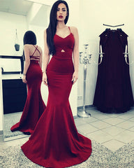 Sexy Cross Back Satin Mermaid Prom Dresses
