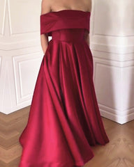 Sexy Long Satin Dress Off The Shoulder