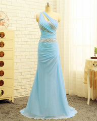One Shoulder Sheath Prom Dresses Sequin Beaded
