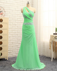 One Shoulder Sheath Prom Dresses Sequin Beaded