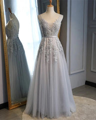 Tulle V Neck Bridesmaid Dresses Lace Appliques