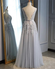 Tulle V Neck Bridesmaid Dresses Lace Appliques