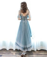 Green tulle lace short prom dress, green homecoming dress