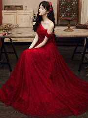 Burgundy tulle beads long prom dress burgundy tulle formal dress