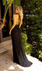 Primavera Wrap Beaded Prom Gown with Open Back