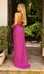 Primavera Wrap Beaded Prom Gown with Open Back