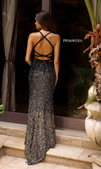 Primavera 3922 Sequin Ombre Long Prom Dress