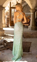 Primavera 3922 Sequin Ombre Long Prom Dress