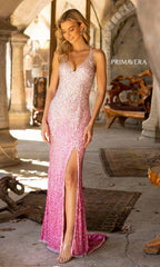 Primavera 3922 Sequin Ombre Long Prom Dress