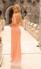 Primavera 3923 Backless Long Beaded Prom Gown