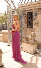 Primavera 3923 Backless Long Beaded Prom Gown