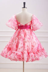 Candy Pink Sweetheart A-Line Homecoming Dress with Bow