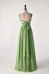 Geplooide halter matcha groene chiffon lange bruidsmeisje jurk