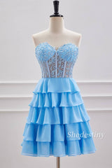 Strapless A-Line Tiered Short Homecoming Dress