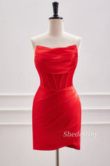 Strapless Pleated Tight Short Homecoming Dress