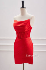 Strapless Pleated Tight Short Homecoming Dress