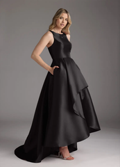 A-Line Elegant Crew Neck Train Black formal dresses evening dress Mother of the Bride Dresses