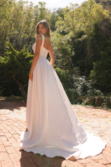 Long sleeveless sweetheart tight corset wedding dress