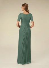 A-Line V-Neck Short Sleeve Pleated formal dresses evening dress Mother of the Bride Dresses