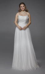 Chiffon lace square collar with flowing back tie for wedding dress