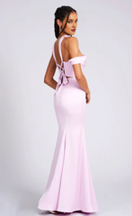 Mermaid Purple Red Hanging Neck Satin and Ground length Gowns Evening Dresses