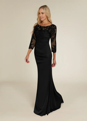 Sheath Scoop Lace Lace Appliques Black Mother of the Bride Dresses