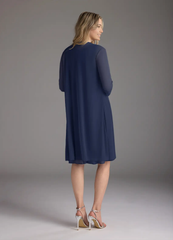 Two Piece A-Line Pleated Dark Navy formal dresses evening dress Mother of the Bride Dresses